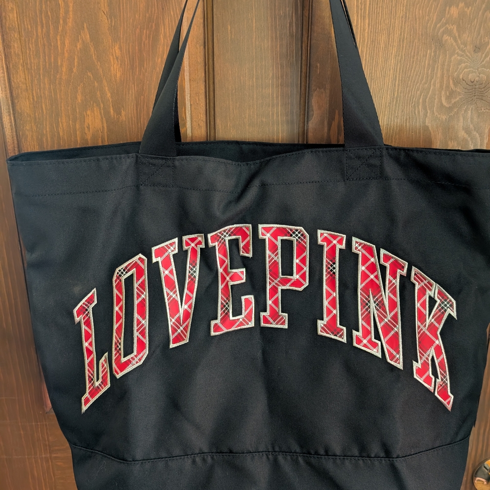 PINK Victoria's Secret Black Tote Bag With Zipper Top